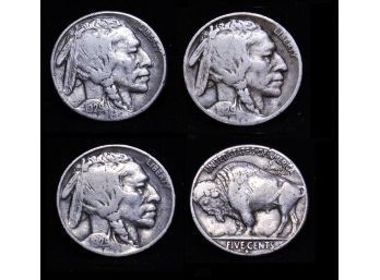 Lot Of 3 Buffalo Nickels  1929-D  1929-S  1929  VG Plus / Fine Early Dates (bbk8)