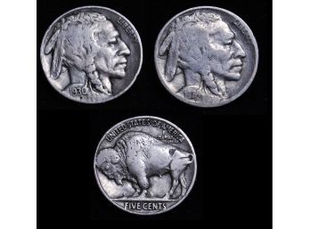 Lot Of 2 Buffalo Nickels  1930  1934-D  VG / Fine  (bro2)