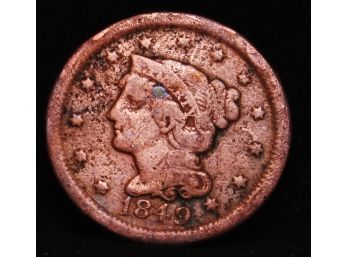 1849 Braided Hair Coronet Large Cent Early Date! (ama5)