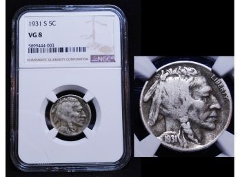 1931-S NGC Buffalo Nickel VG-8  BETTER DATE Graded Coin (una9)