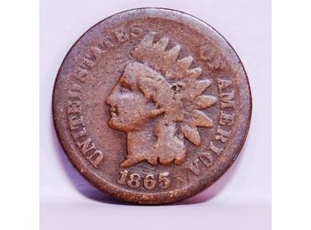 1865 Indian Head Cent / Penny  SCARCE DATE!  (ccf5)