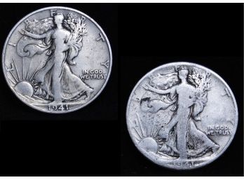Lot Of 2 Walking Liberty Half Dollars  1941-S   1941  90 Percent Silver  (eyw4)