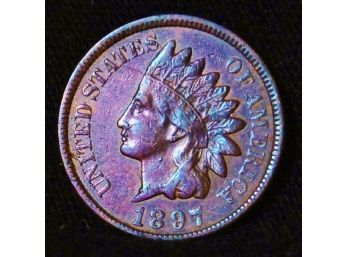 1897  Indian Head Cent Penny   XF Full Liberty /  Diamonds   (cbe42)