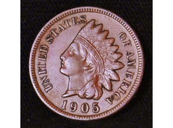 1905  Indian Head Cent Penny  XF Plus / AU Full Liberty And Diamonds  (fef39)