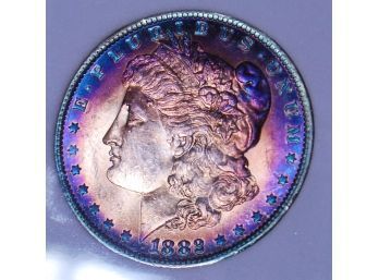 1882-O Morgan Silver Dollar PCI Graded MS-64 RAINBOW TONING!! WOW (amr42)