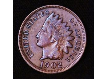 1902  Indian Head Cent Penny  XF Plus / AU Full Liberty And Diamonds  (pcx34)