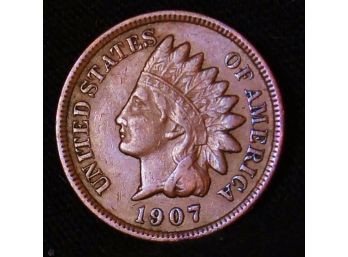 1907  Indian Head Cent Penny  XF Plus  Full Liberty  (eyd83)