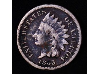 RARE DATE 1863  Indian Head Cent Penny G / VG  Faint Liberty   (wsm67)