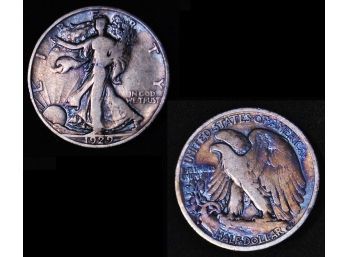 1929-S Walking Liberty Silver Half Dollar 90 Percent Silver BETTER Date! RAINBOW TONING (wes50)