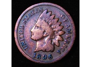 1896  Indian Head Cent Penny VG  Rainbow Toning  (rcw64)