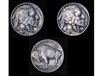 Lot Of 2 Buffalo Nickels 1935  Nice Coins VF / VF Plus   (mys25)