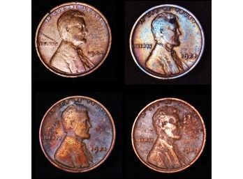 (4) 1923  1924  1925   1929   Lincoln Wheat Cents / Pennies  (tkp73)