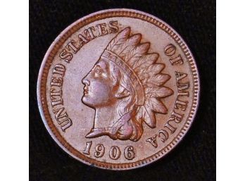 1906  Indian Head Cent Penny  XF Plus / AU Full Liberty And Full Diamonds!  (urp72)