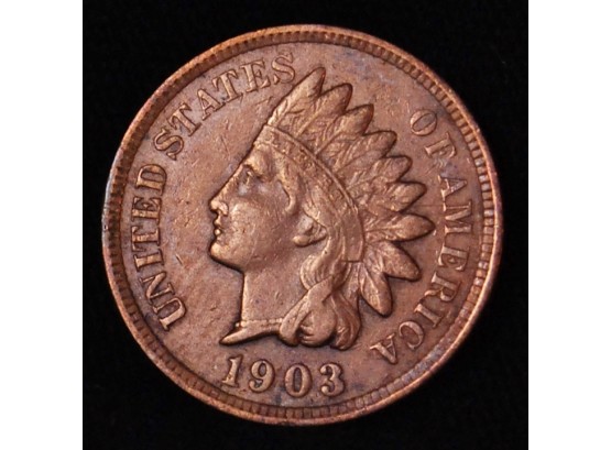 1903  Indian Head Cent Penny  XF Plus / AU Full Liberty And Diamonds  (nkt43)