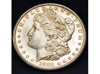 1881-S Morgan Silver Dollar 90 Percent Silver BU Brilliant Uncirc Hi Grade! Full Chest Feathering  (7gts1)