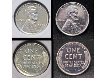 Lot Of 2 1943 Lincoln Steel Cents Pennies AU / Uncirc  SUPER NICE (4cgs9)