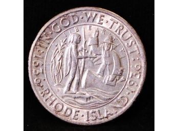 SCARCE 1936 Rhode Island Commemorative Half Dollar 90 Percent Silver UNCIRCULATED BU  WOW! (4yur45)