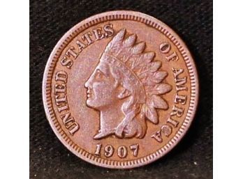 1907 Indian Head Cent Closely Circulated Full Liberty / 4 Diamonds SUPER  COIN! (Uvrb8)
