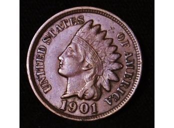 1901  Indian Head Cent Penny  XF Plus  Full Liberty / Diamonds  (try89)