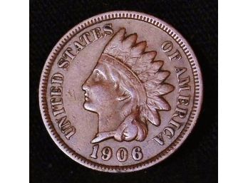 1906  Indian Head Cent Penny  XF Plus  Full Liberty / Diamonds  (mjt24)