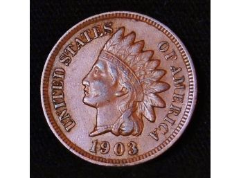 1903  Indian Head Cent Penny  XF Plus / AU Full Liberty And Diamonds  (ayh94)