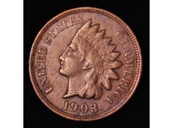 1903  Indian Head Cent Penny  XF Plus / AU Full Liberty And Diamonds  (nkt43)