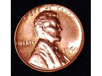 ERROR COIN 1960-D Lincoln Wheat Cent / Penny CRACKED SKULL Tilted 'D'  UNCIRCULATED  (wps33)