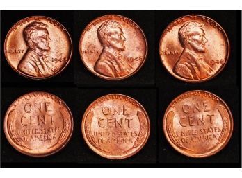3  1948  Lincoln Wheat Cents Pennies BU Red Brilliant Uncirc Superb Proof-like (wap0)