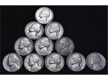 Lot Of  11 Jefferson Nickels  1960  (2)1960-D  (3)1962-D   (2)1964  (3)1964-D  (cLp5)