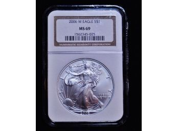 2006-W American Silver Eagle .999 1 Oz Silver NGC Graded MS-69 SUPER! (1dzm3)