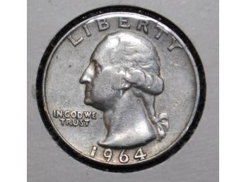 1964-D Silver Washington Quarter 90 Percent Silver Coin BETTER  (adz1)