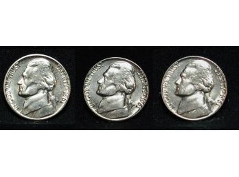 Lot Of 3  1961-D Jefferson Nickels BU Brilliant Uncirculated GEM Choice (gar7)