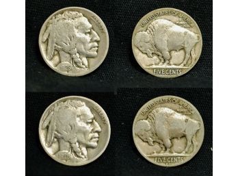 Lot Of 2 1925 1928-D Buffalo Nickels Good Details 5C G / Fine Semi Key Date (bh)