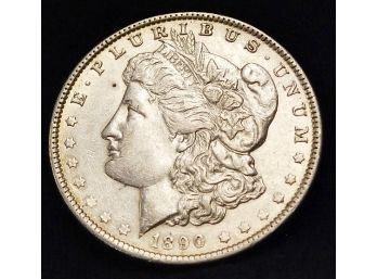 1890 Morgan Silver Dollar 90 Percent Silver AU / Uncirculated SUPER!  (8pev5)