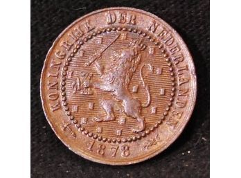 1878 Netherlands One Cent Coin SUPERB  Uncirculated  (2cjb7)