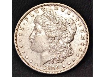 1886 Morgan Silver Dollar 90 Silver Uncirculated  FULL CHEST FEATHERING XF  Nice Luster!  (2boe4)
