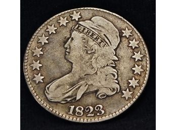 1823 EARLY Capped Bust Silver Half Dollar VERY FINE  Full Liberty & E. Pluribus Unum (2avm8)