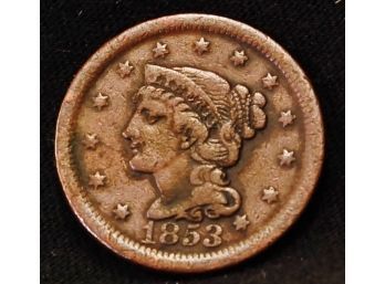 1853 Braided Hair Large Cent XF (bmw9)