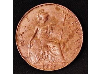 1906 Great Britain  One Half Penny EDWARD VII  BU Uncirculated Super! (7gba8)