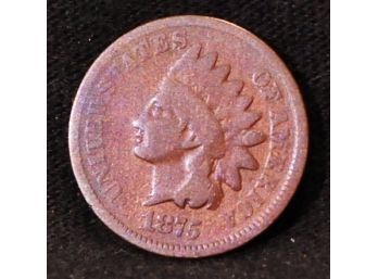 1875 Indian Head Cent Circulated RARE DATE ! (2kfm7)