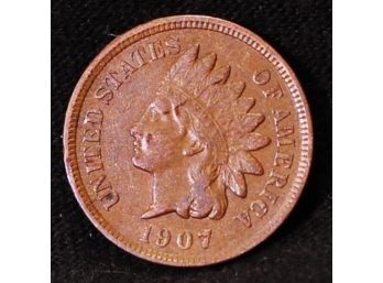 1907  Indian Head Cent Penny  XF Plus / AU Full Liberty And Diamonds (KhL21)
