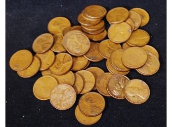 Roll Of Unsearched 50 Lincoln Wheat Cents / Pennies 1930's W/ Lots Of  D Mints! GREAT LOT HERE!!  (7rvp21)