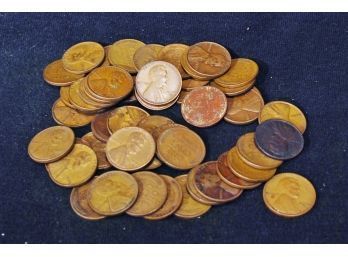Roll Of Unsearched 50 Lincoln Wheat Cents / Pennies 1940's W/ Some D Mints GREAT LOT HERE!!  (3bhc2)