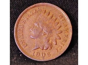 1906 Indian Head Cent / Penny Almost Circulated FULL LIBERTY  Nice  (tkd78)