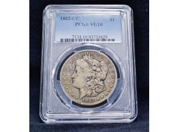 PCGS 1882-CC Carson City Morgan Silver Dollar GRADED VG-10 Nice Tone!  (7cgrt8))