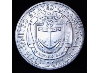1936 Rhode Island Silver Comm Half Dollar BU PLUS!  (54fpn7)
