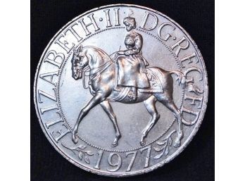 1977 British Eliz II / Silver Jubilee 25 New Pence Equestrian Coin GORGEOUS! (vp7)