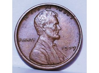 1909 Lincoln VDB Wheat Cent / Penny SUPER!! (2bhj2)
