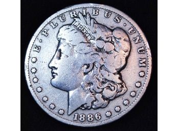 1886-O  Morgan Silver Dollar KEY DATE VG / VG Plus (7rvp21)