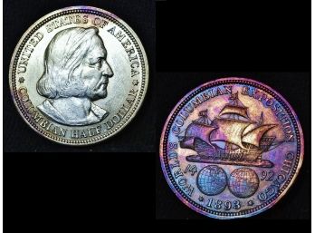 1883 Columbian Expo Silver Commem Half Dollar BU UNCIRC Toned! (4hab7)